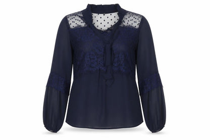 Mela London Women's Blue Polka Dot Blouse