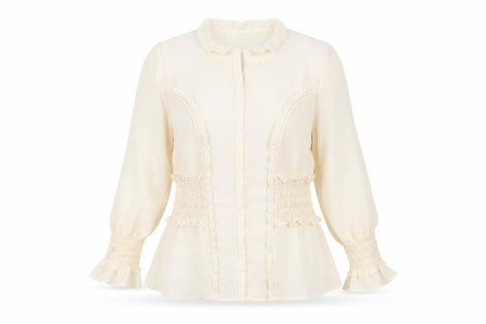Aastha Women Ivory XL Blouse with Stretch Accents