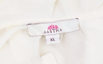 Aastha Women Ivory XL Blouse with Stretch Accents