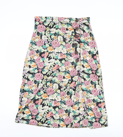Brave Soul Women's Black Floral Skirt S