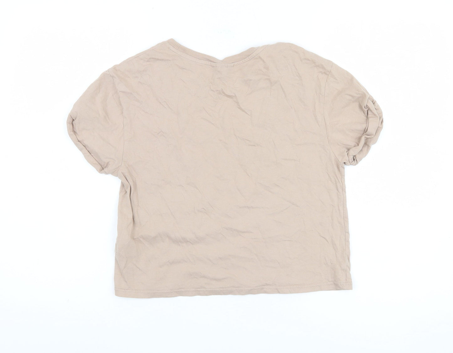 Womens UK Size 6 Topshop Beige Basic T-Shirt