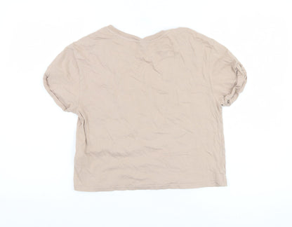 Womens UK Size 6 Topshop Beige Basic T-Shirt