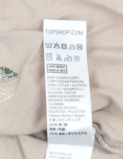 Womens UK Size 6 Topshop Beige Basic T-Shirt