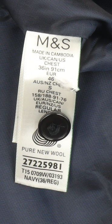 Marks and Spencer Men's Blue Waistcoat, Size S 36"