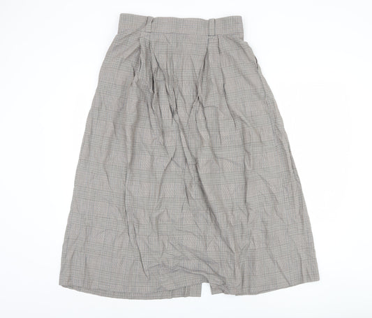 Massimo Dutti Women's Grey Pleated Midi Skirt Size 14