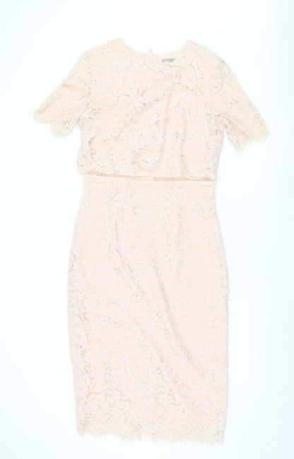ASOS Women's Pink Lace Sheath Dress Size 12