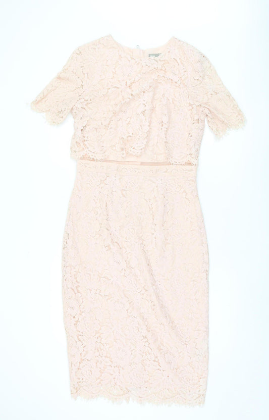 ASOS Women's Pink Lace Sheath Dress Size 12