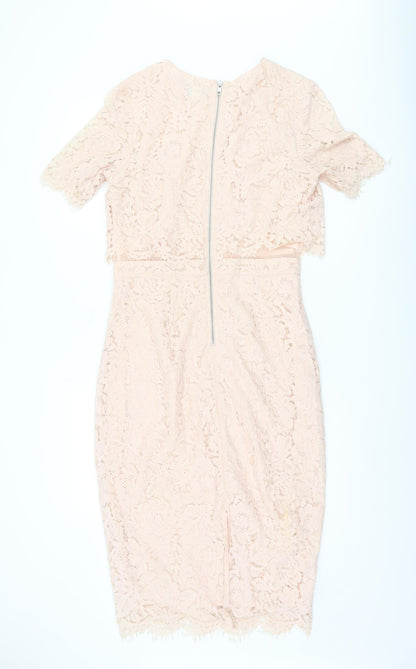 ASOS Women's Pink Lace Sheath Dress Size 12