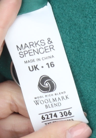 Womens UK Size 16 Marks and Spencer Green Pea Coat