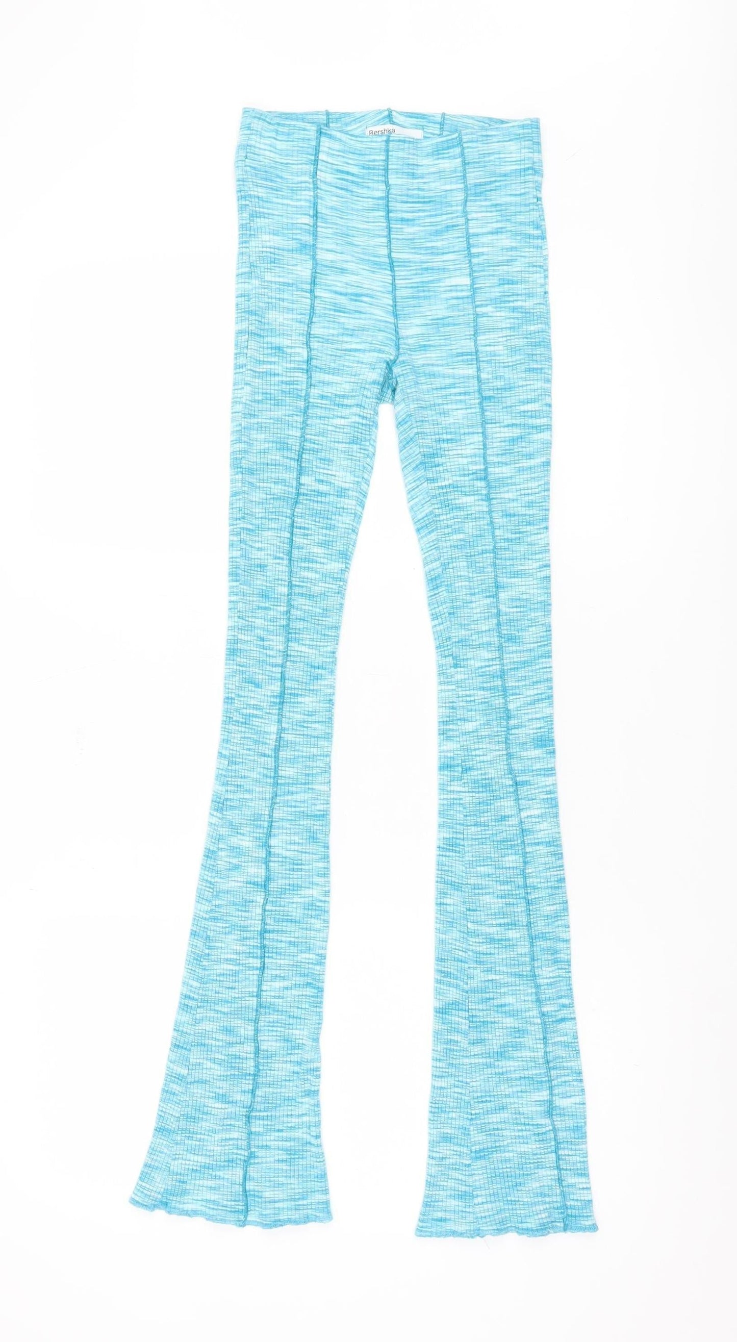 Womens UK Size XS Bershka Slim Fit  Blue Trousers
