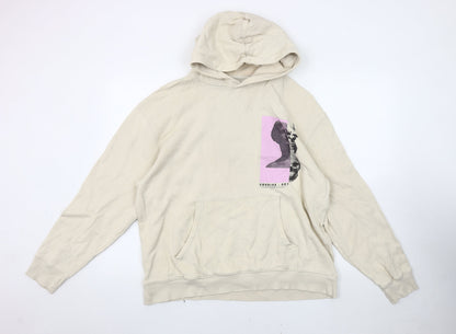 Topman Men’s Beige Graphic Print Hoodie L Pullover