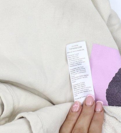 Topman Men’s Beige Graphic Print Hoodie L Pullover