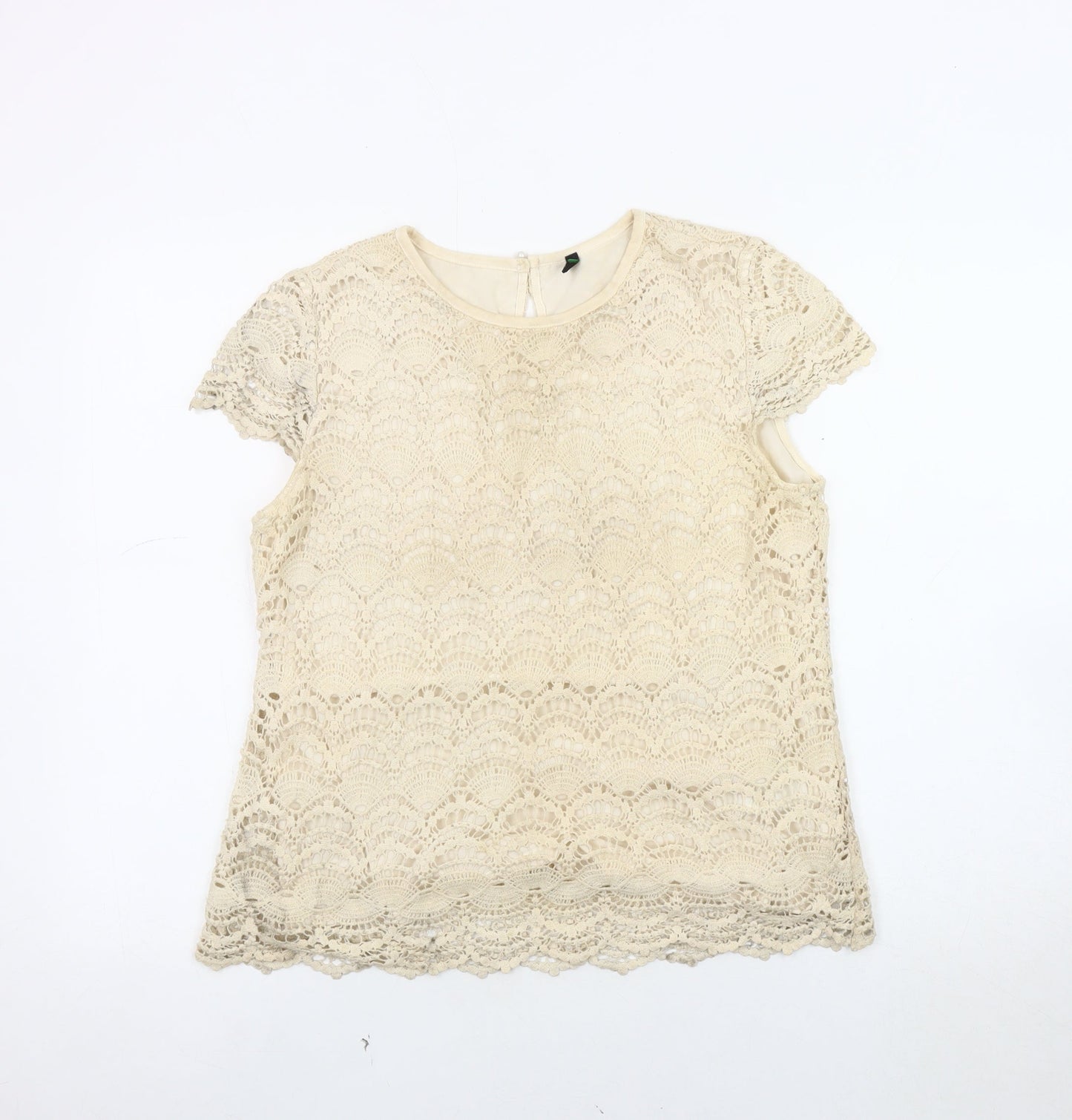Womens UK Size M Stile Benetton Beige Basic Blouse