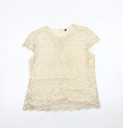 Womens UK Size M Stile Benetton Beige Basic Blouse