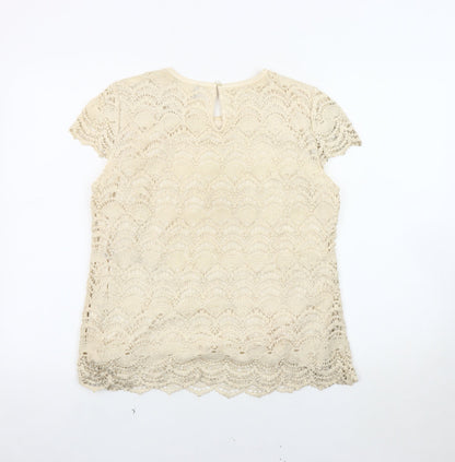 Womens UK Size M Stile Benetton Beige Basic Blouse