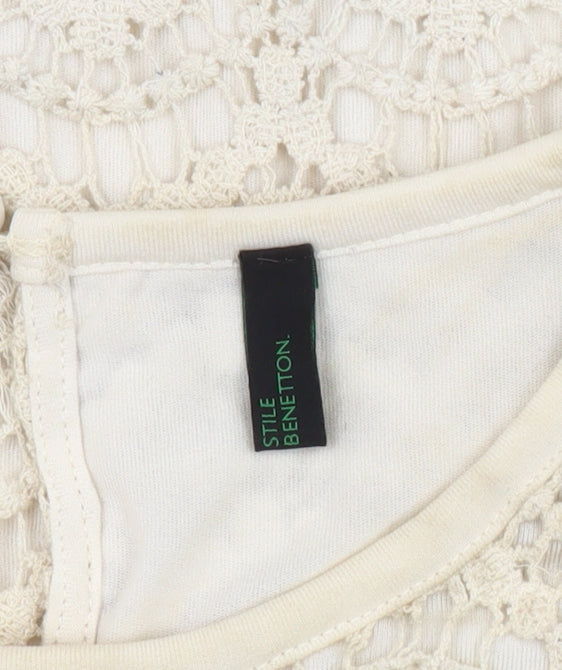 Womens UK Size M Stile Benetton Beige Basic Blouse