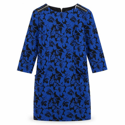 Wallis Women's Blue Floral Dress, Size 8, 3/4 Sleeve