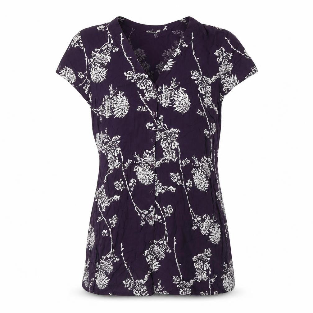 Front view of Jacqueline de Yong Women's Purple Floral Top, size 10