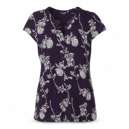 Front view of Jacqueline de Yong Women's Purple Floral Top, size 10