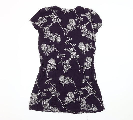 Jacqueline de Yong Women's Purple Floral Top Size 10