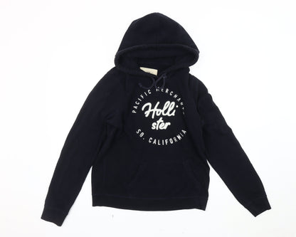 Hollister Women's Black Hoodie, Size L, Logo Accent