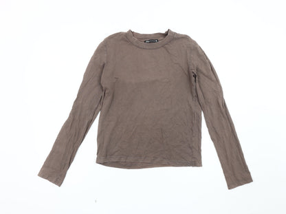 Womens UK Size XS Zara Brown Basic T-Shirt