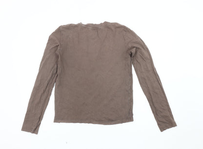 Womens UK Size XS Zara Brown Basic T-Shirt