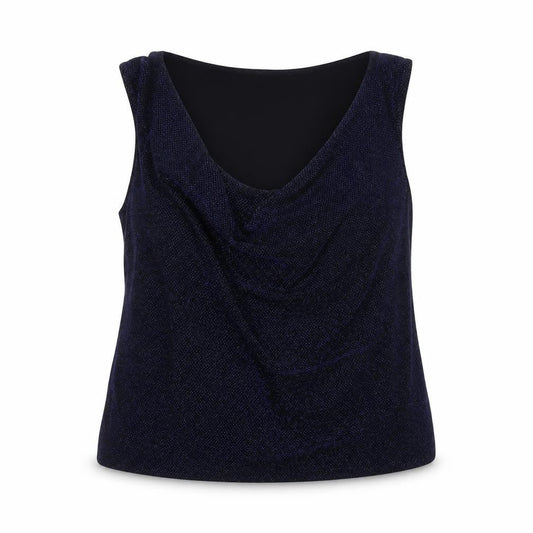 Front view of Roman Women's Blue Cowl Neck Tank Top, size 22