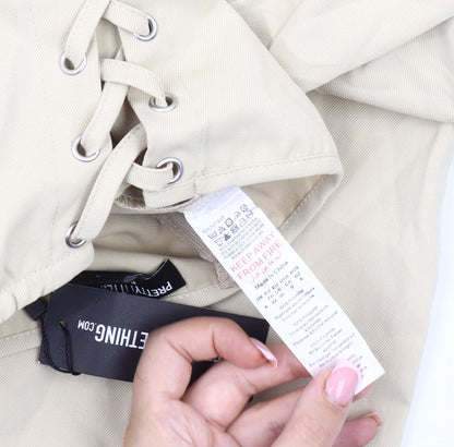 PrettyLittleThing Beige Strapless Jumpsuit UK 4 Petite