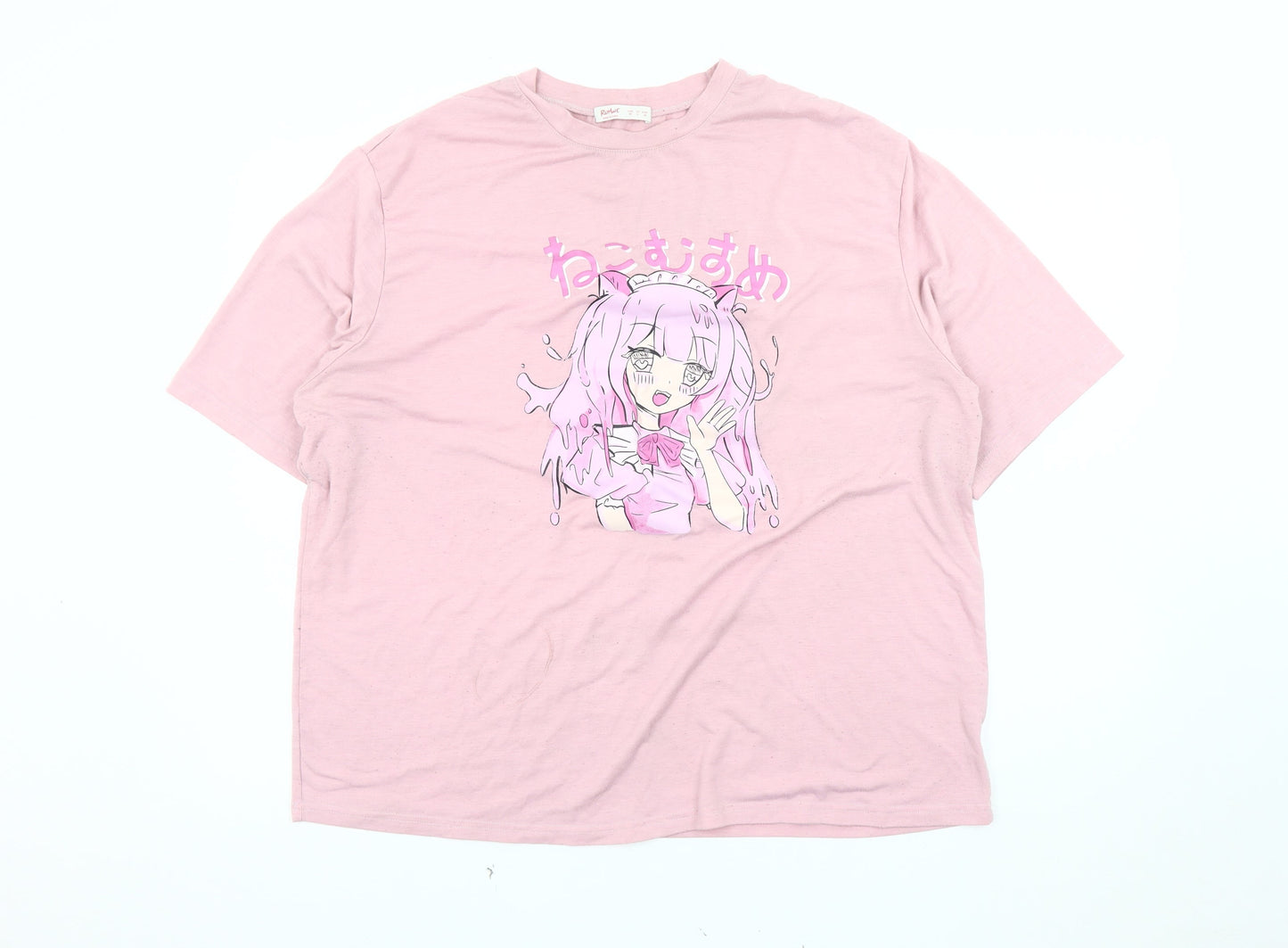 Womens UK Size 10 ROMWE Pink Basic T-Shirt
