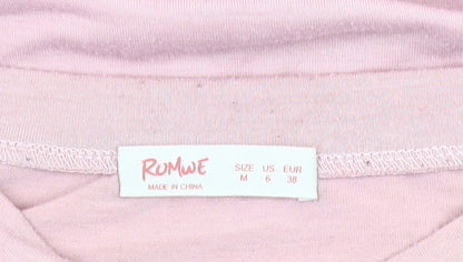 Womens UK Size 10 ROMWE Pink Basic T-Shirt