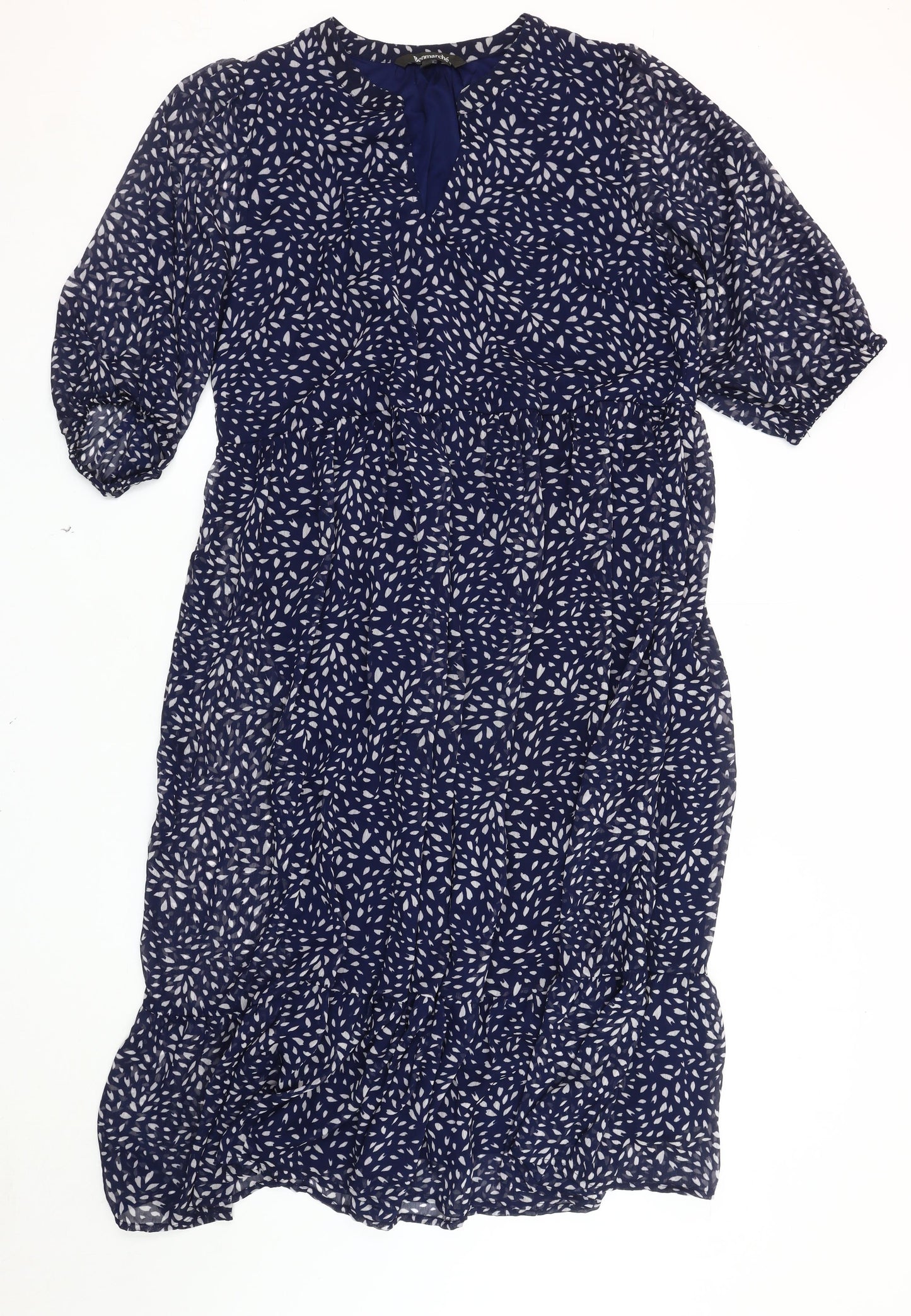 Bonmarché Women's Blue Dress Size 14, 3/4 Sleeve, Casual