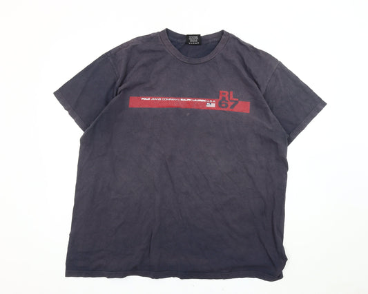 Ralph Lauren Men's Blue XL Logo T-Shirt, Vintage Style