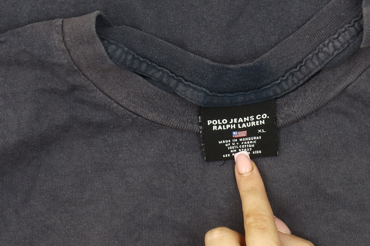 Ralph Lauren Men's Blue XL Logo T-Shirt, Vintage Style