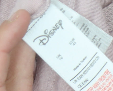 Womens UK Size 16 Disney Pink Basic T-Shirt