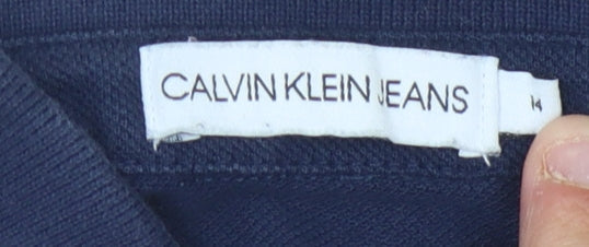 Calvin Klein Boys Navy Polo Shirt, Size L, Classic Fit