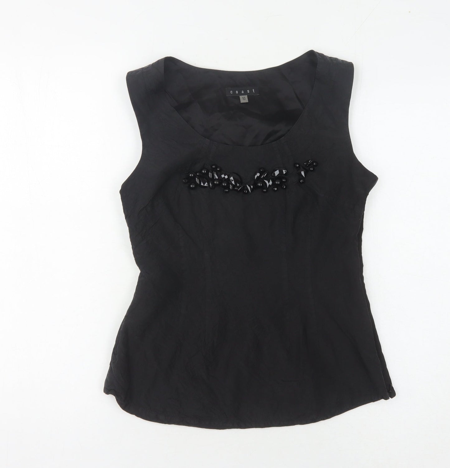 Coast Women’s Black Silk Beaded Blouse Size 10