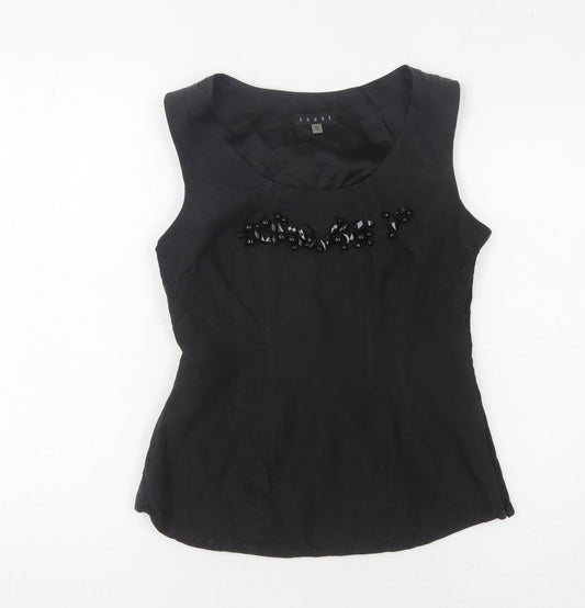 Coast Women’s Black Silk Beaded Blouse Size 10