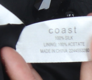 Coast Women’s Black Silk Beaded Blouse Size 10