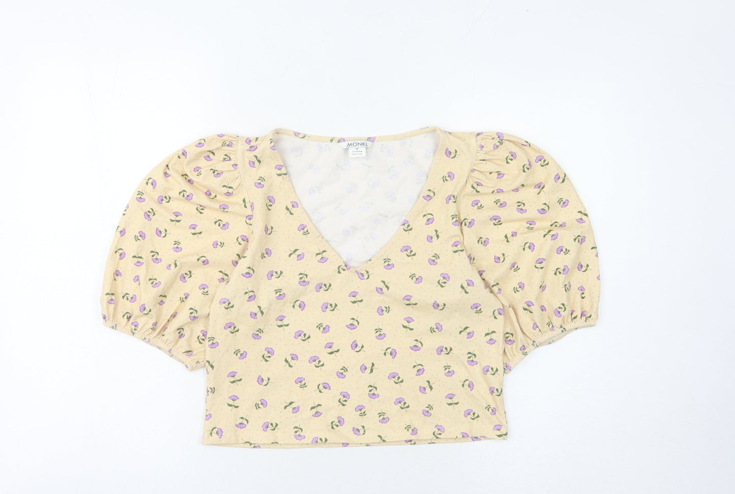 Womens UK Size M Monki Beige Cropped Blouse