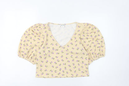 Womens UK Size M Monki Beige Cropped Blouse