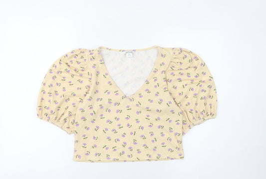 Womens UK Size M Monki Beige Cropped Blouse