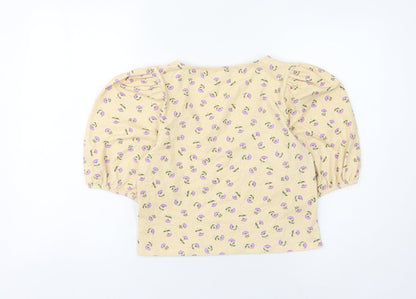 Womens UK Size M Monki Beige Cropped Blouse
