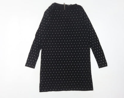 Mango Women's Black XS Polka Dot Sheath Dress