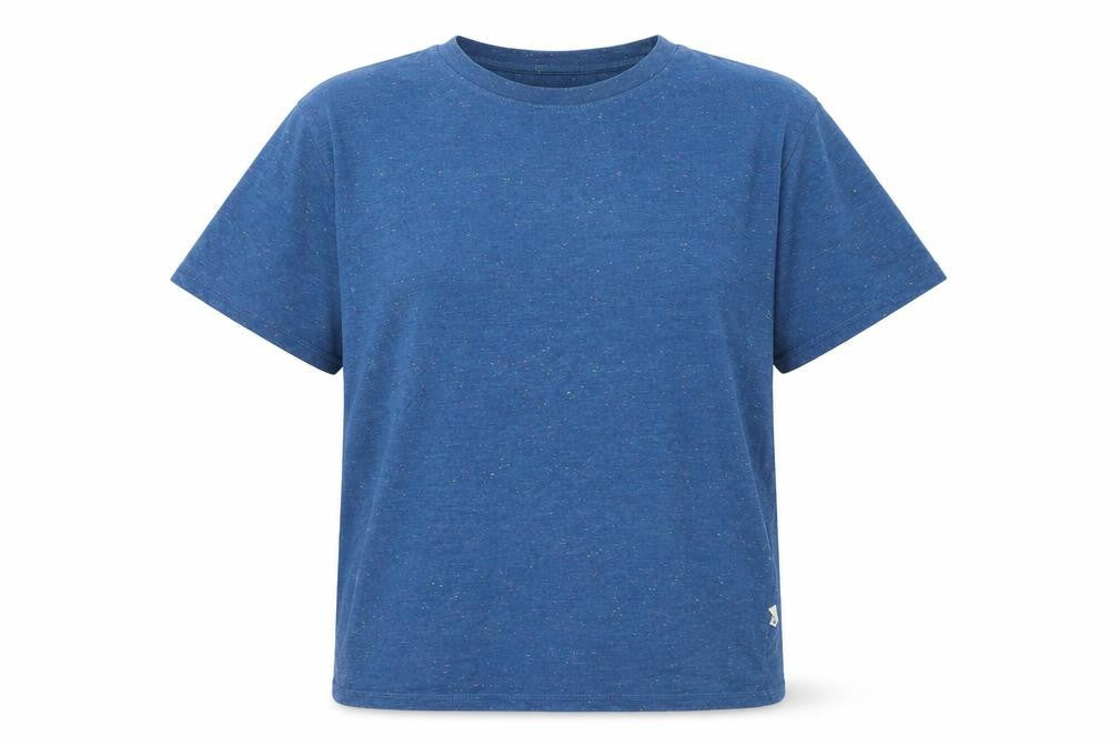 Front view of Hymn unisex adults blue basic cotton t-shirt m