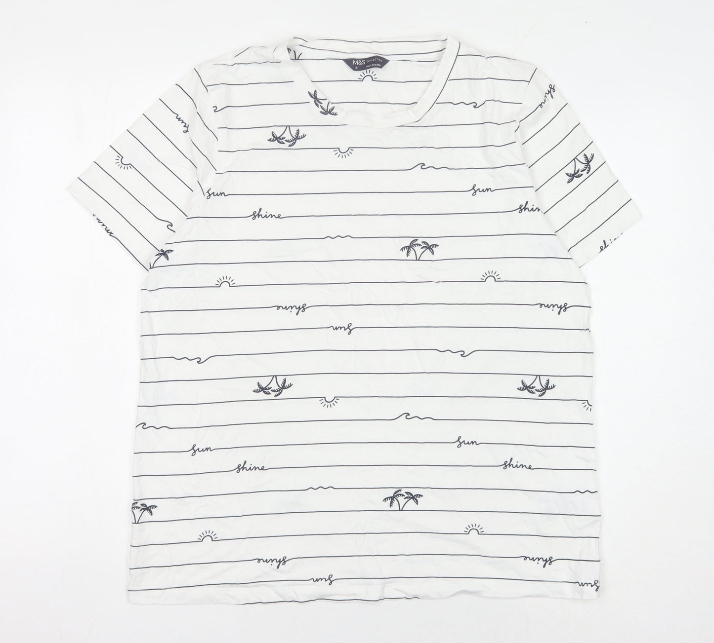 Womens UK Size 16 Marks and Spencer White Jersey T-Shirt