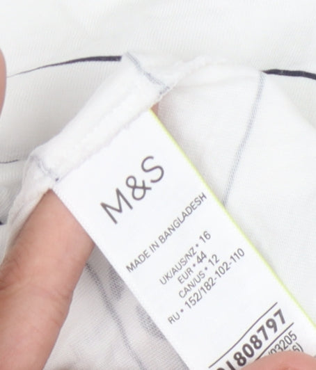 Womens UK Size 16 Marks and Spencer White Jersey T-Shirt