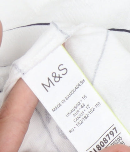 Womens UK Size 16 Marks and Spencer White Jersey T-Shirt