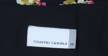 Country Casuals Women's Black Floral Silk Midi Skirt 16