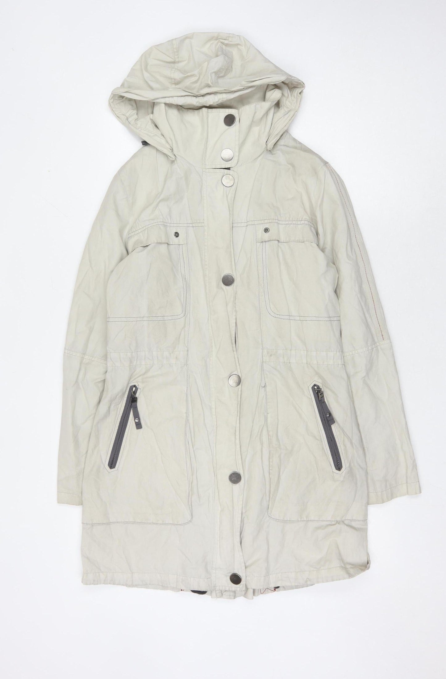 A. Loft Pedersen Women's Beige Long Hooded Coat Size 8